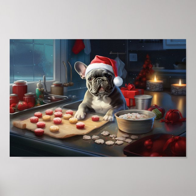 Frenchie jul Cookies Festive Helgdag Poster (Framsidan)