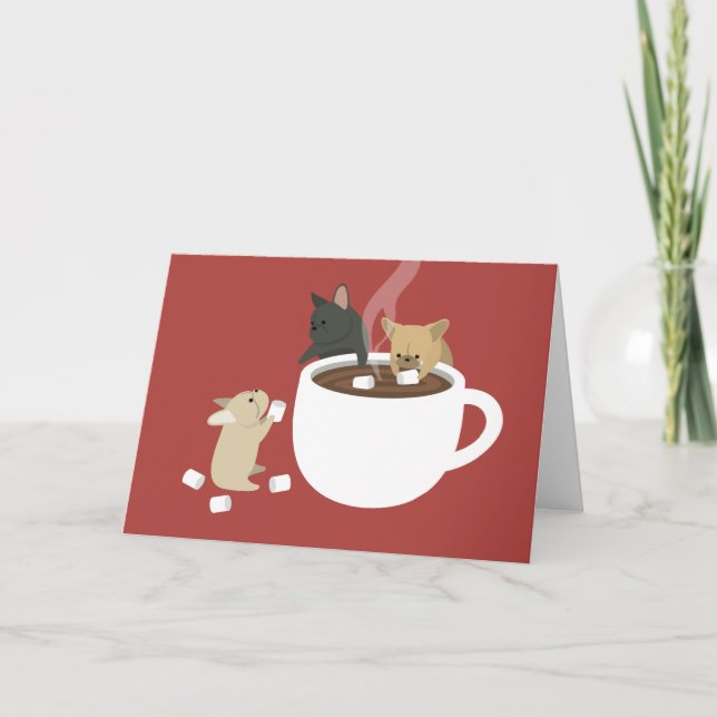 Frenchie kakao helgkort (Framsida)