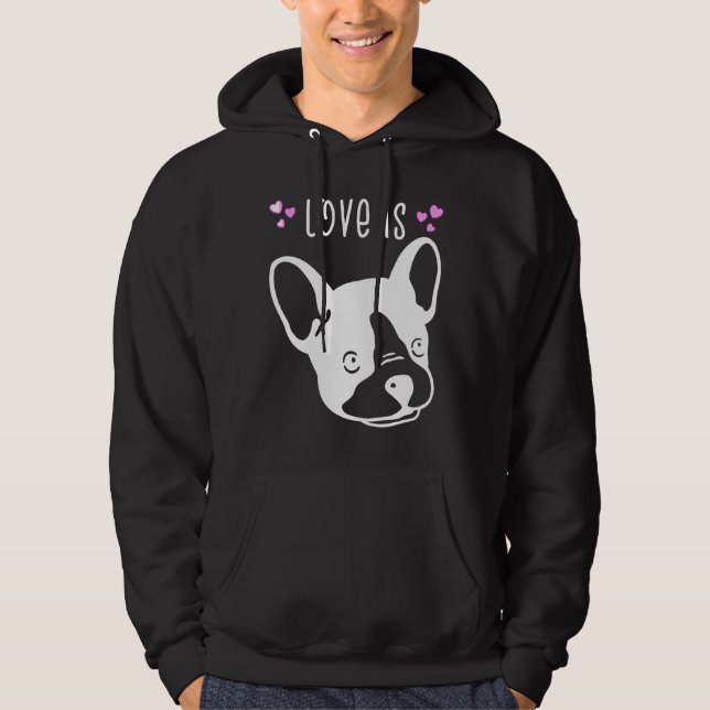 Frenchie Kärlek är Fransk Bulldog Cute Loely Hoodie (Framsida)