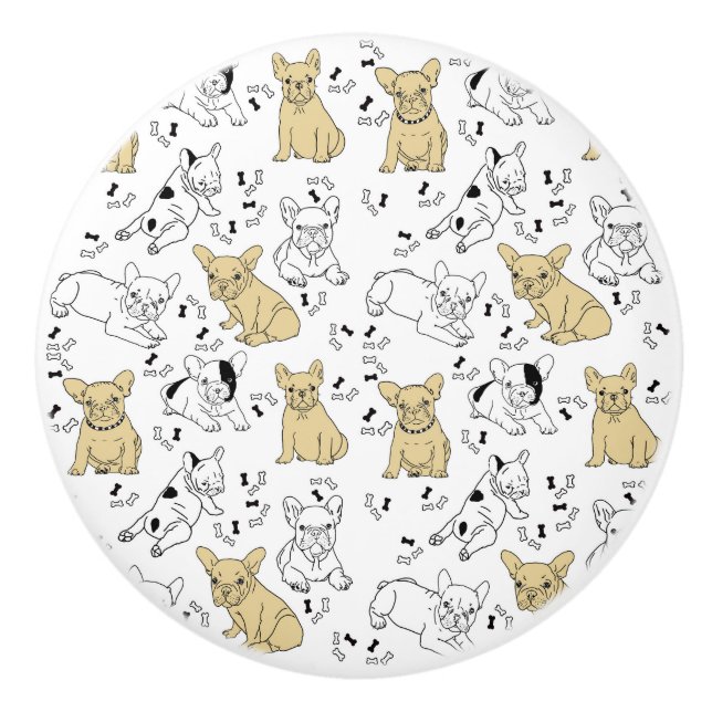 Frenchie Kärlek Bones Knopp (Framsidan)