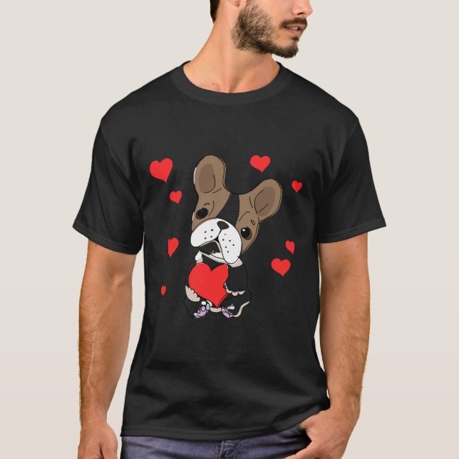 Frenchie Kärlek Fransk Bulldog T Shirt (Framsida)