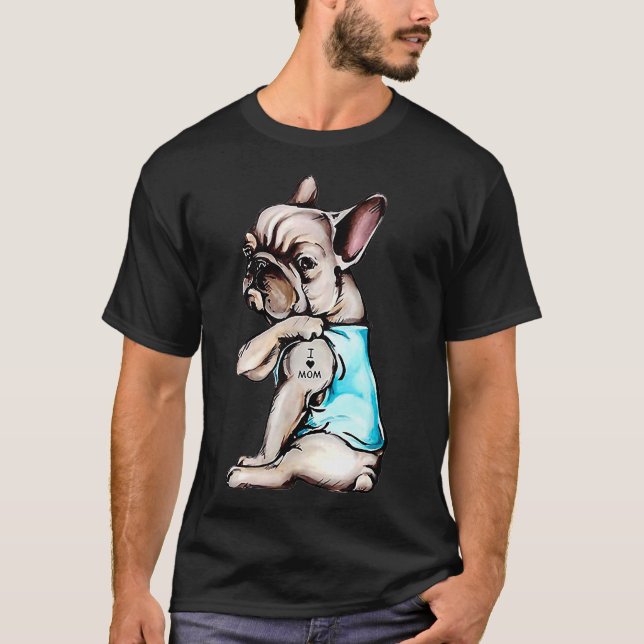 Frenchie Kärlek Mamma T Shirt (Framsida)