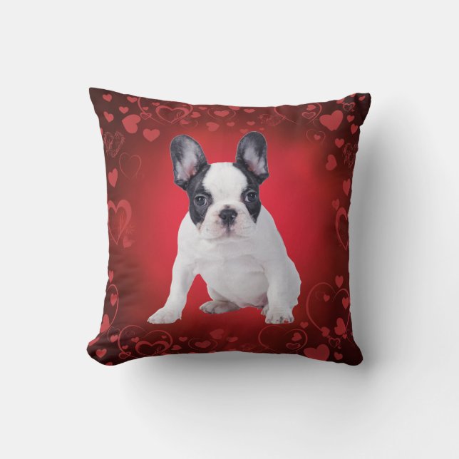 Frenchie kärlek puppy kudde (Framsida)