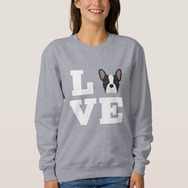 Frenchie Kärlek Sweatshirt T Shirt (Framsida)