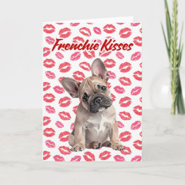 Frenchie Kisses French Bulldog Valentines Day Card Helgkort