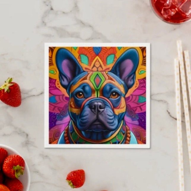Frenchie Kul  Pappersservett (Colourful Frenchie napkins Coined or standard napkin sold in quantities of 50. )