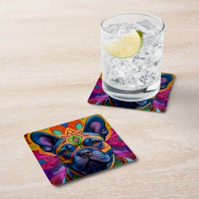 Frenchie Kul  Underlägg Papper Kvadrat (Skapare uppladdad)