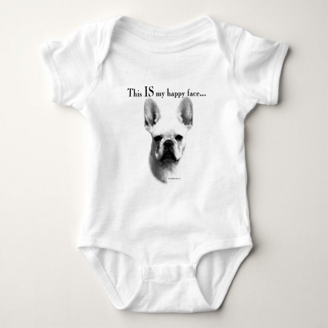 Frenchie Lycklig Ansikte Tee Shirt (Framsida)