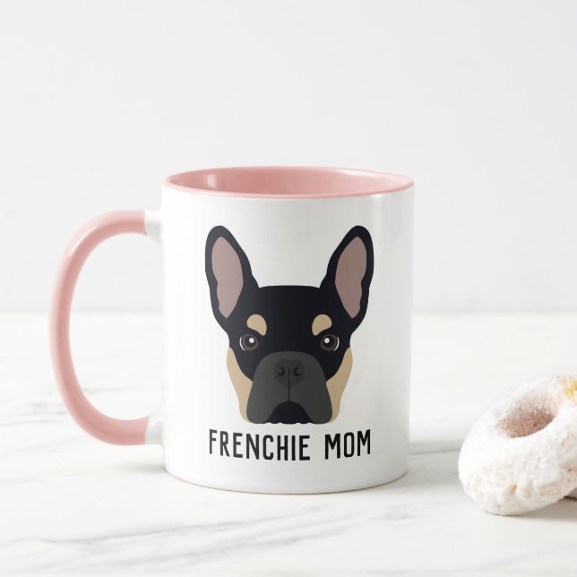 Frenchie Mamma Black och Tan Fransk Bulldog Mugg (Med munk)