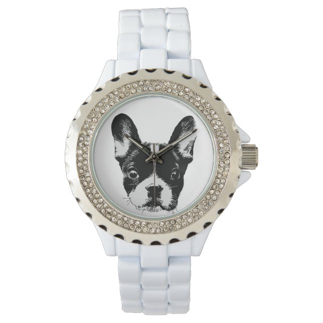 Frenchie Mamma Cute Fransk Bulldog Ansikte Armbandsur (Framsida)