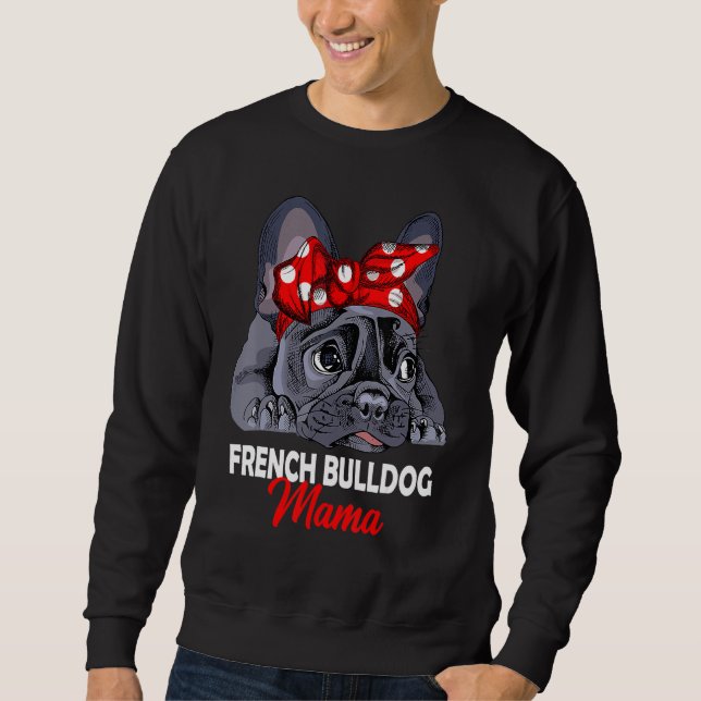 Frenchie Mamma Cute Fransk Bulldog Hund Funny Wo Lång Ärmad Tröja (Framsida)