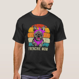 Frenchie Mamma for Women Retro Vintage Sunset Camp T Shirt