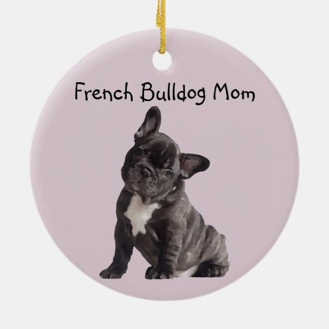 Frenchie Mamma Fransk Bulldog Julgransprydnad Keramik (Baksidan)