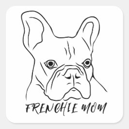 Frenchie Mamma Hand-Drawn Fransk Bulldog Ansikte Fyrkantigt Klistermärke