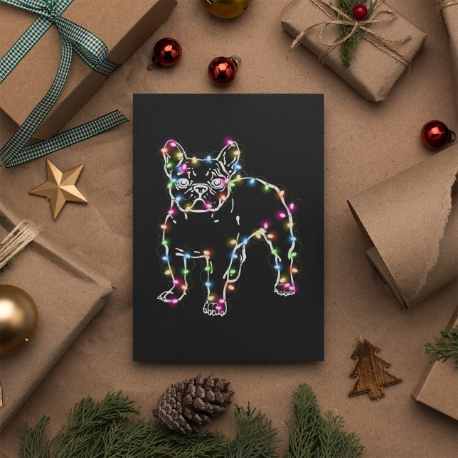 Frenchie med jul Ljus God jul Vykort (Skapare uppladdad)