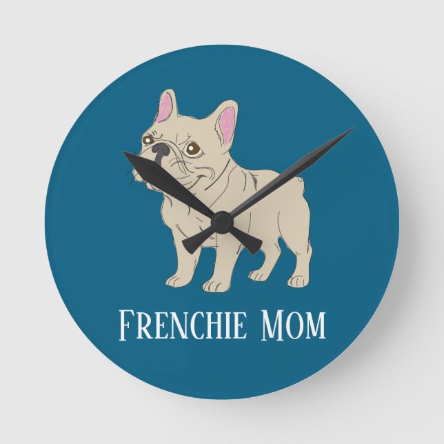 Frenchie Mom Rund Klocka (Framsida)