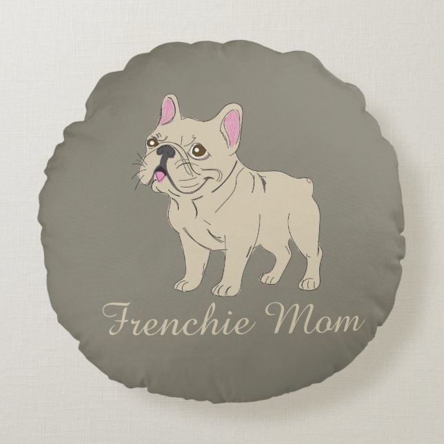 Frenchie Mom Rund Kudde (Framsidan)