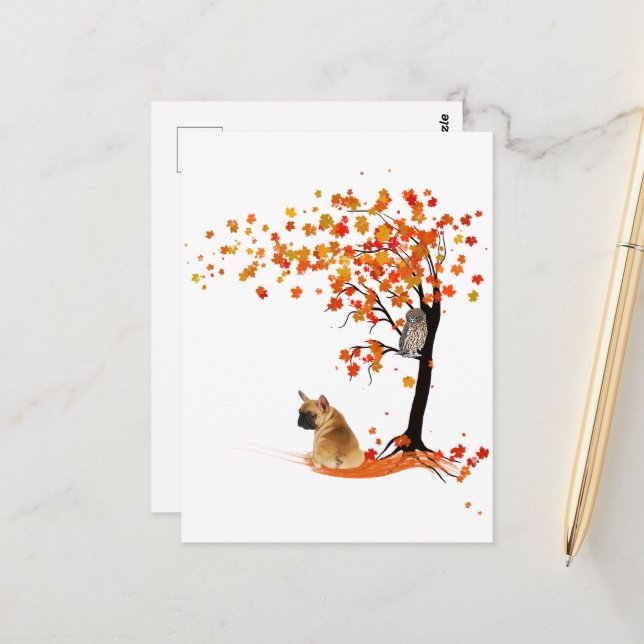 Frenchie My Spirit Animals Uggla Frenchie Älskare Vykort (Fram/Back In Situ)