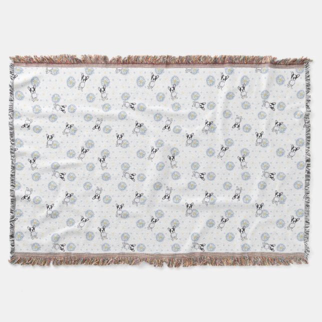 Frenchie och Daisy Throw Blanket Filt (Framsidan)