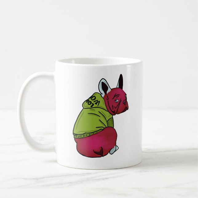 Frenchie, Oflappable Fransk Bulldog Kaffemugg (Vänster)