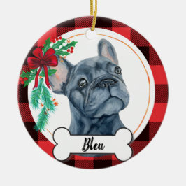 Frenchie Ornament, Fransk Bulldog Julgransprydnad Keramik