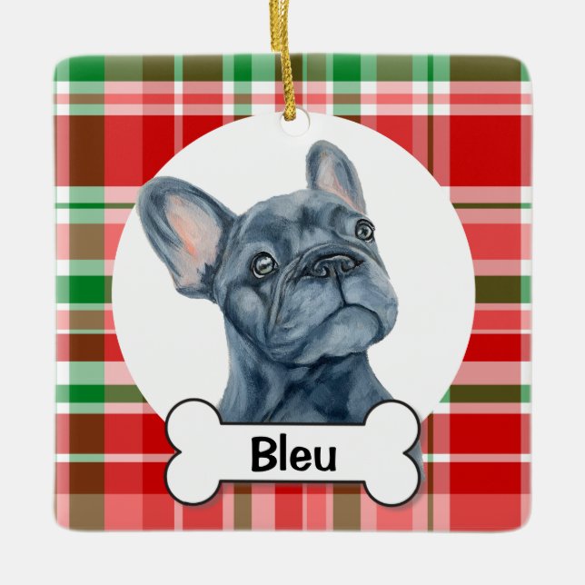 Frenchie Ornament, French Bulldog  Julgransprydnad Keramik (Framsida)