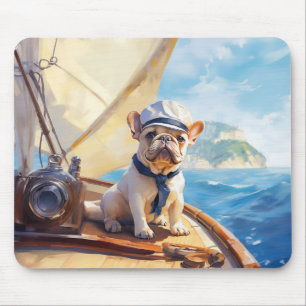 Frenchie på en yacht musmatta