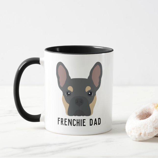Frenchie Pappa Blue och Tan Fransk Bulldog Mugg (Med munk)