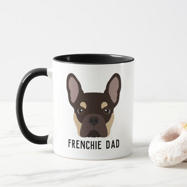 Frenchie Pappa Brown och Tan Fransk Bulldog Mugg (Med munk)