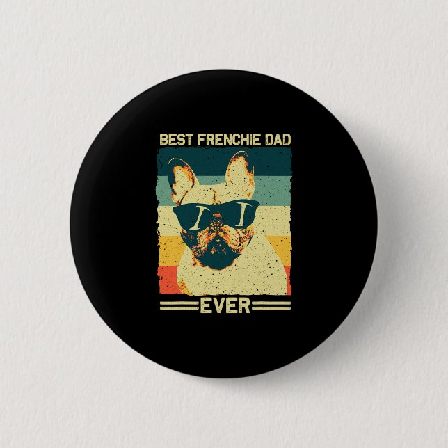 Frenchie Pappa Design Manar Far Fransk Bulldog Kär Knapp (Framsida)