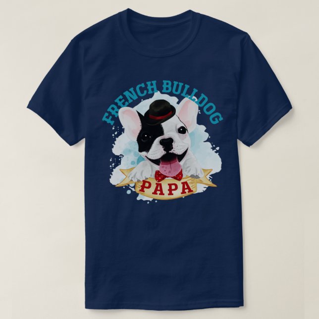 Frenchie Pappa Hund Fars dag Fransk Bulldog T Shirt (Design framsida)