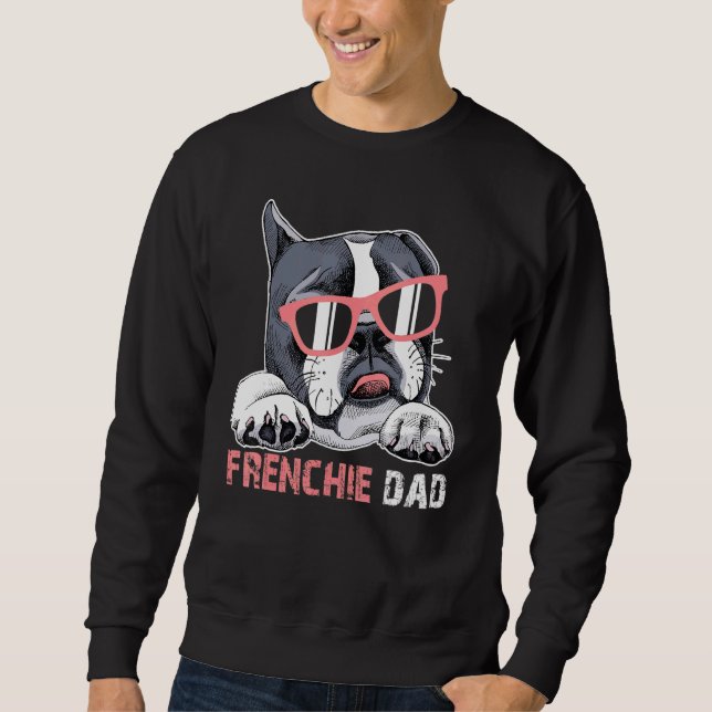 Frenchie Pappa Tee for Fransk Bulldog Owners Far Lång Ärmad Tröja (Framsida)
