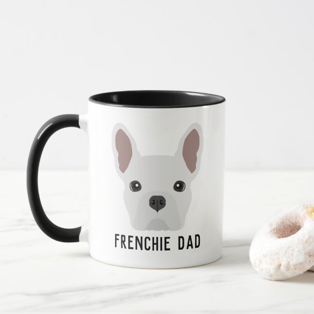 Frenchie Pappa White Fransk Bulldog Mugg (Med munk)