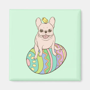 Frenchie & påskchick på den färgrika påskägge magnet