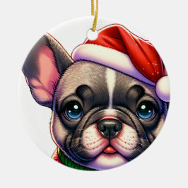 Frenchie pet hund julgransprydnad keramik