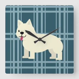 Frenchie Play Blue Fyrkantig Klocka