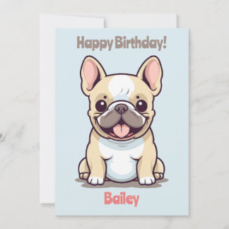 Frenchie, söt Fransk Bulldog, födelsedag Inbjudningar
