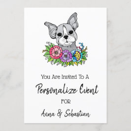 *~* Frenchie Söt fransk bulldog-händelseinbjudan Inbjudningar