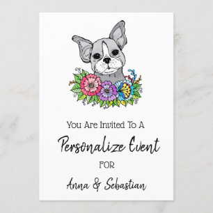 *~* Frenchie Söt fransk bulldog-händelseinbjudan Inbjudningar