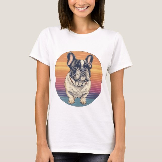 Frenchie Sunset Charm T Shirt (Framsida)
