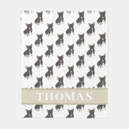 Frenchie (Svart och Tan Trefärgad)  Fleecefilt