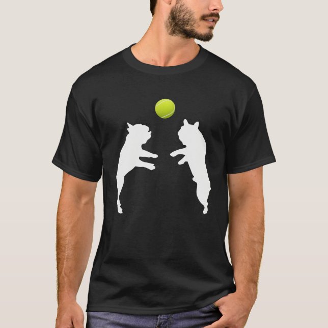 Frenchie Tennis French Bulldog Puppy Playing Ball T Shirt (Framsida)