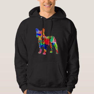 Frenchie Trippy Watercolor Colorful Psychedelic Hoodie
