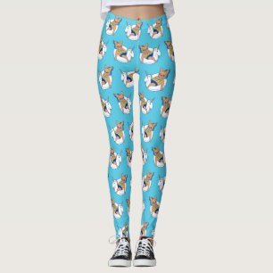 Frenchie tycker om sommar på unicornbassängflöt leggings