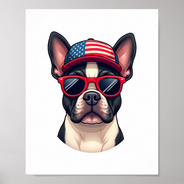 Frenchie Wearing USA Colors (4) Poster (Framsidan)