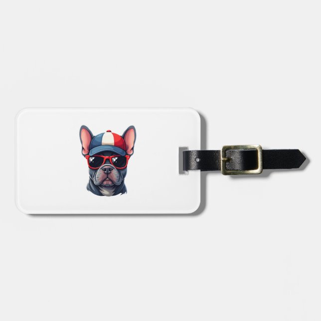 Frenchie Wearing USA Colors Bagagebricka (Horisontell Framsida)