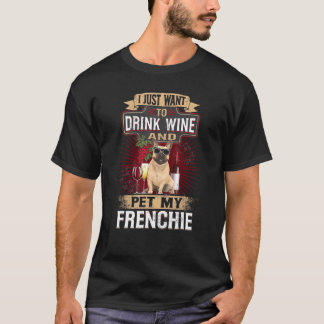 Frenchie Wine Dog French Bulldog Christmas Idea T Shirt