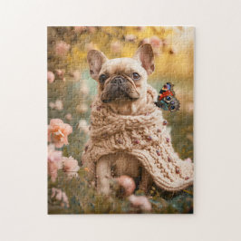 Frenchie With Butterfly In Spring Pussel