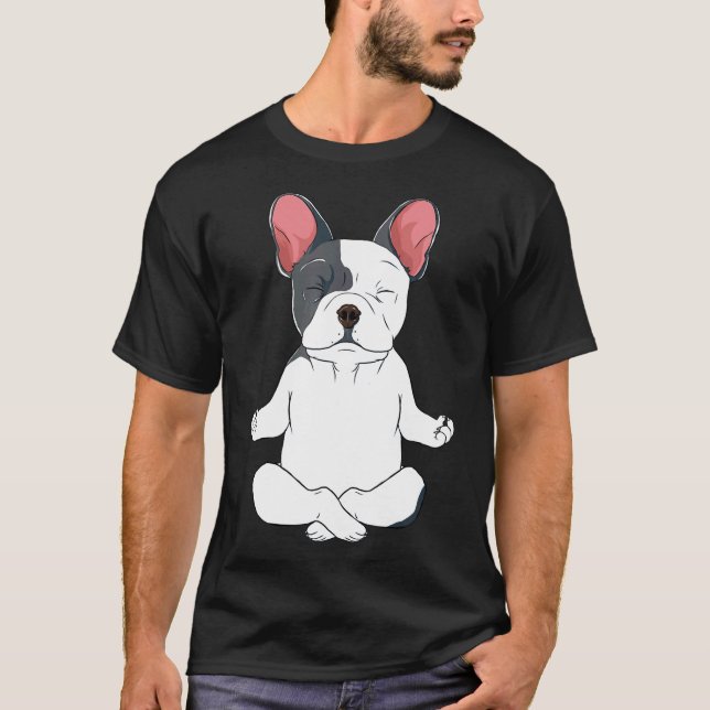Frenchie Yoga Fransk Bulldog Frenchie T Shirt (Framsida)