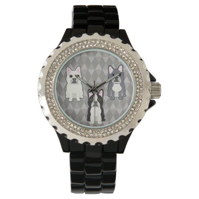 Frenchies Grå Diamanter Armbandsur (Framsida)
